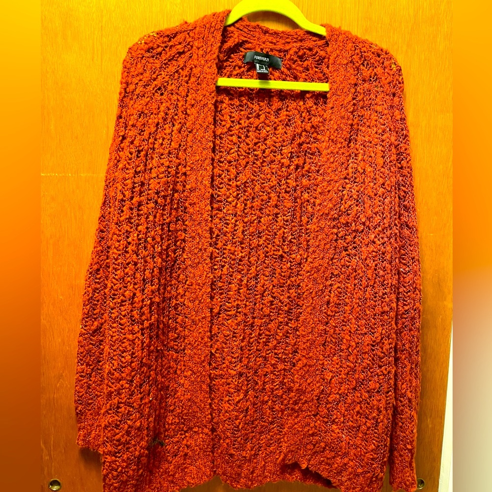 Rust color small knit cardigan